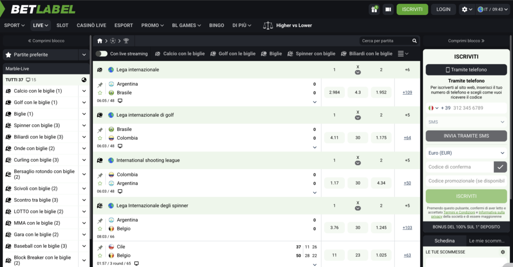 Scommesse live betlabetl