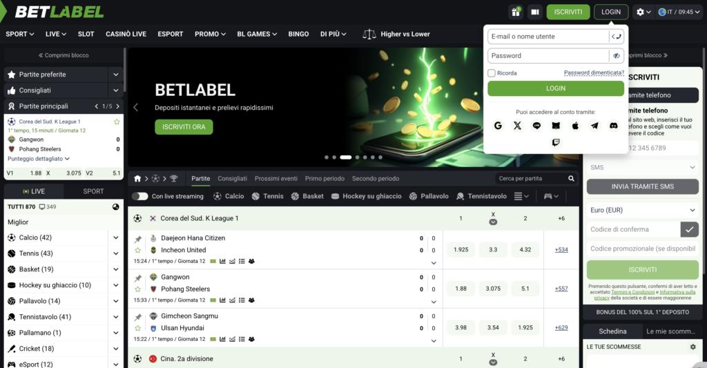 Casinò BetLabel login